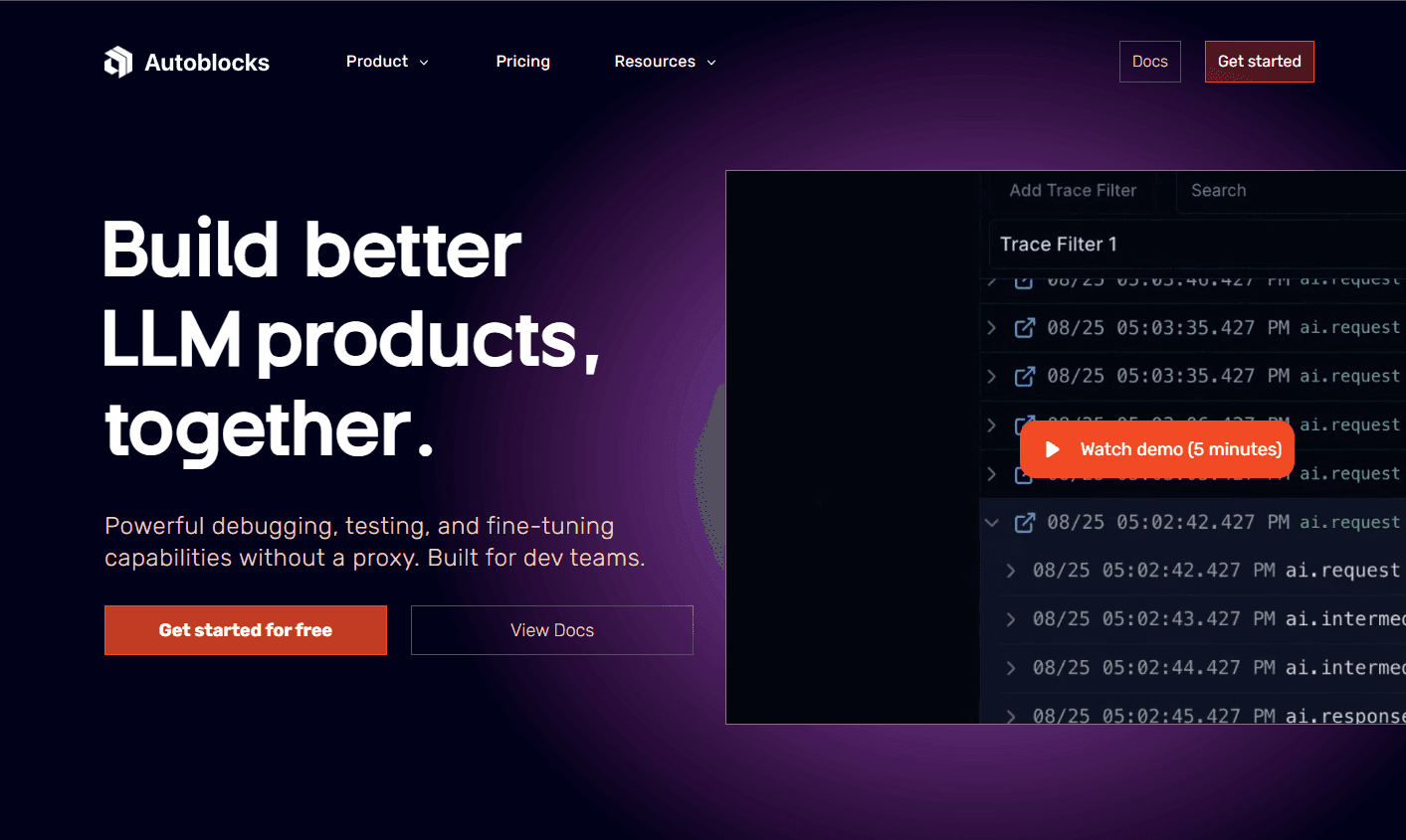 Autoblocks AI Monitoring Dashboard