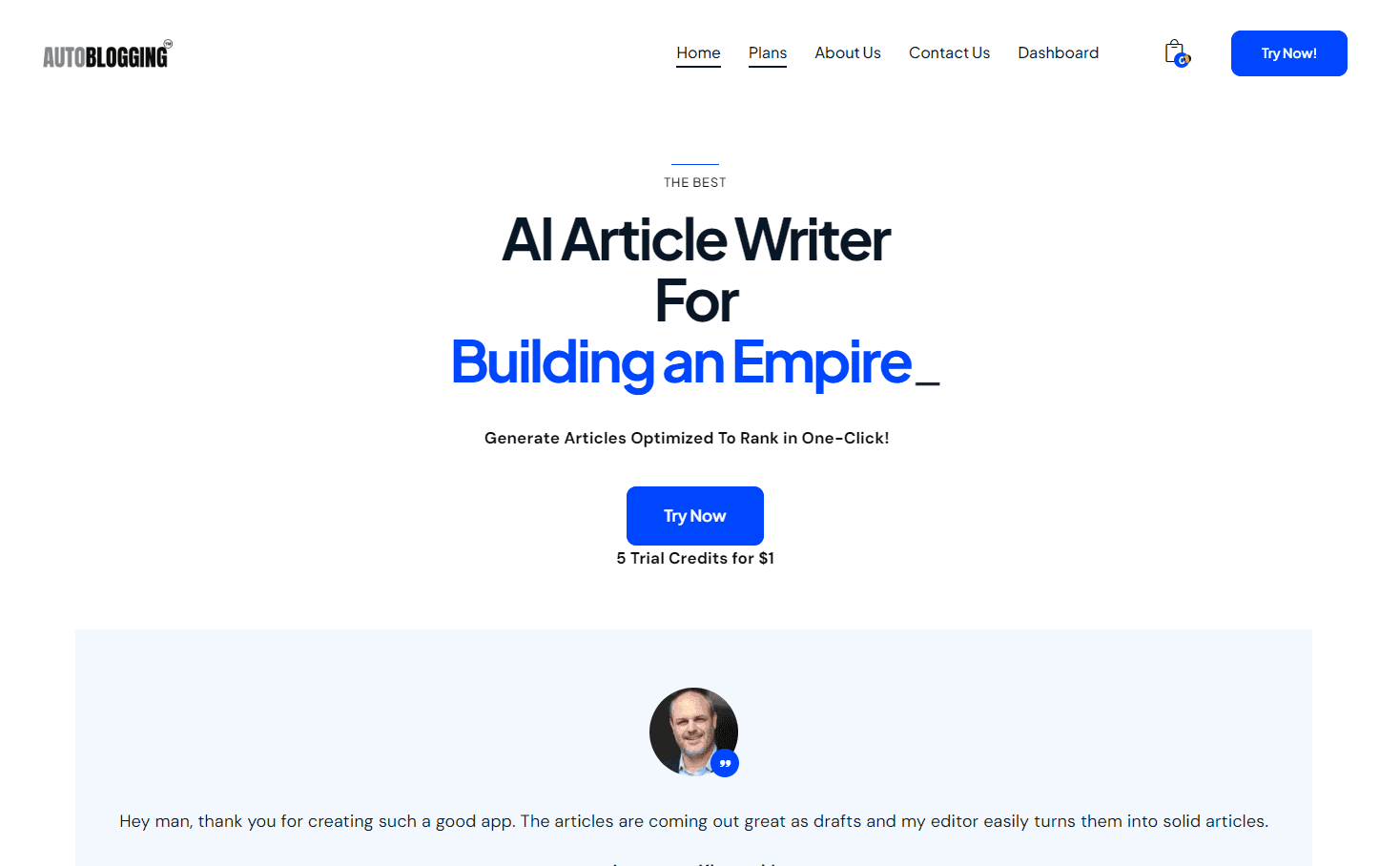 Autoblogging.ai article writer interface