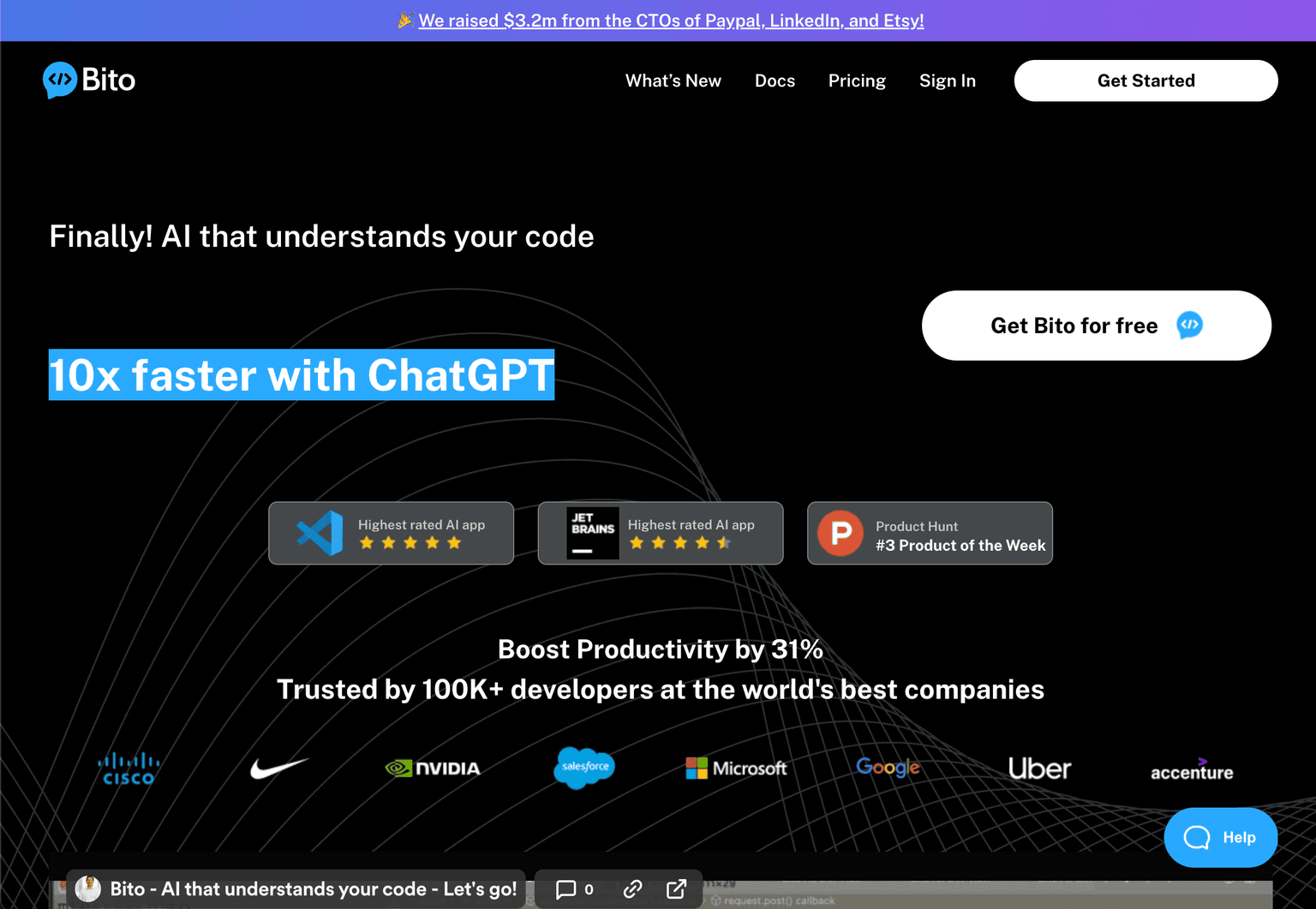 Bito's interface showcasing AI-powered coding assistance