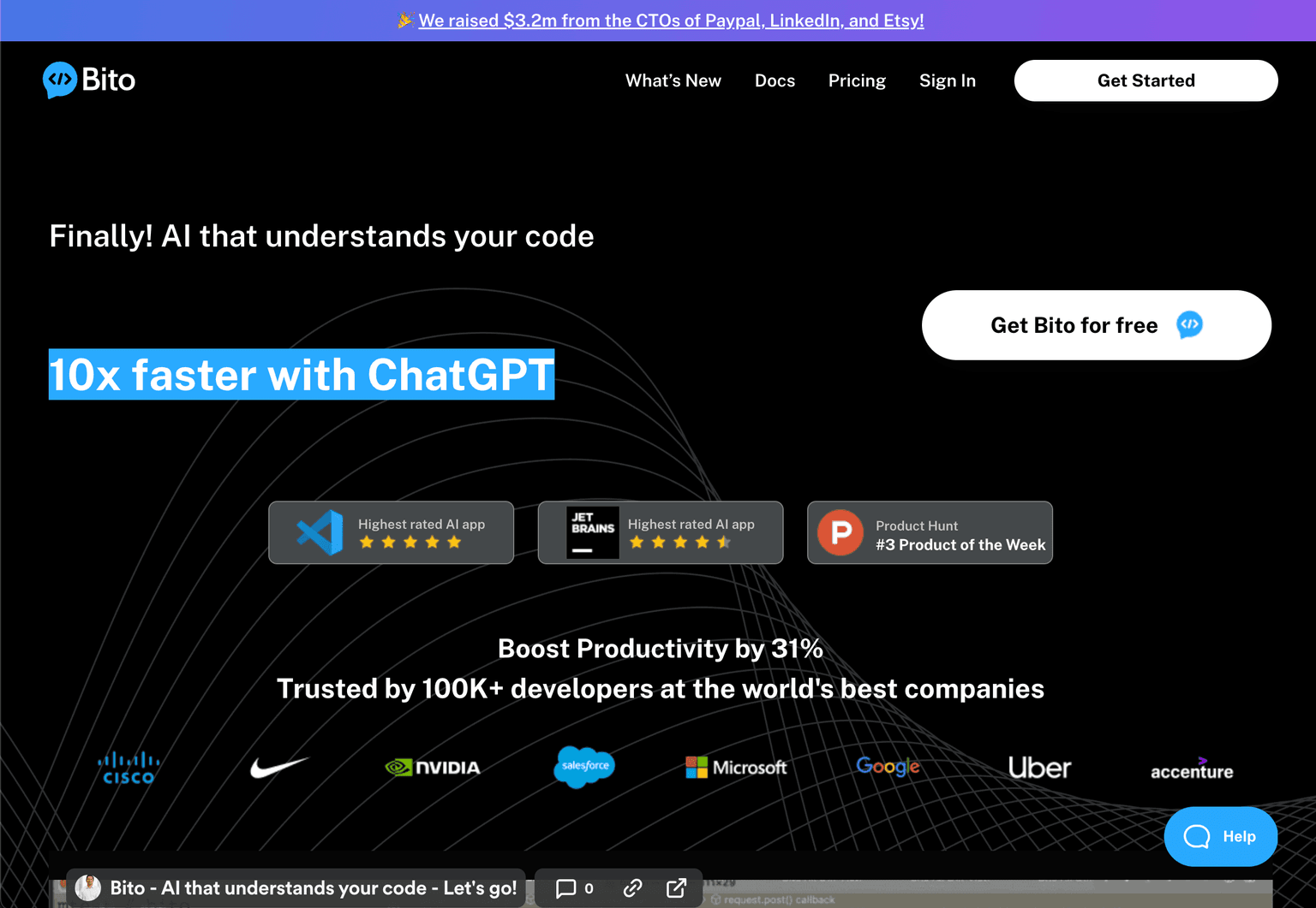 Bito's interface showcasing AI-powered coding assistance