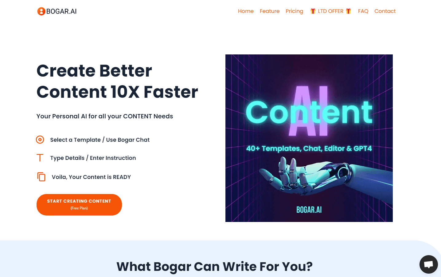 Bogar.ai - AI-driven content creation platform.