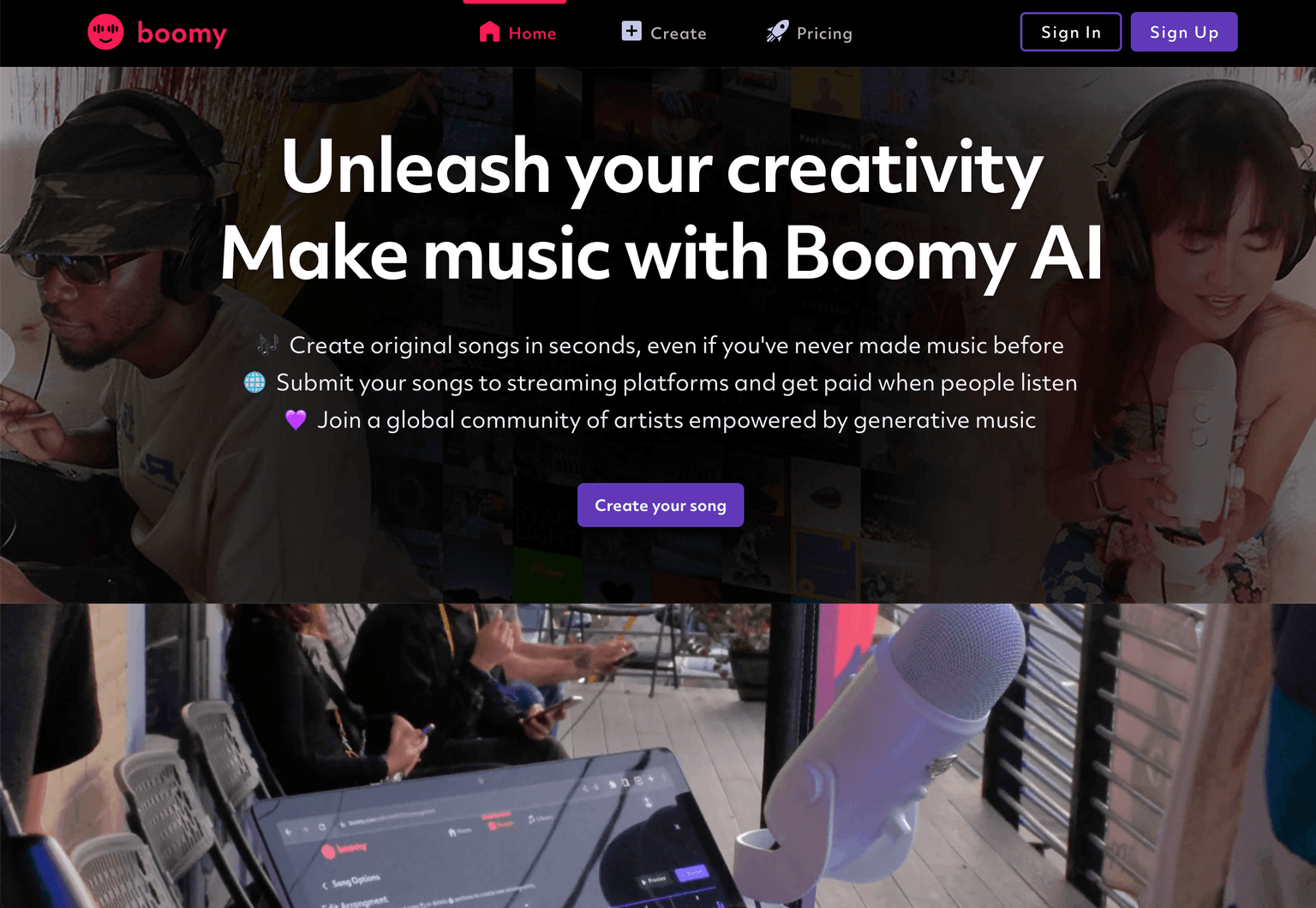 Boomy AI music creation platform