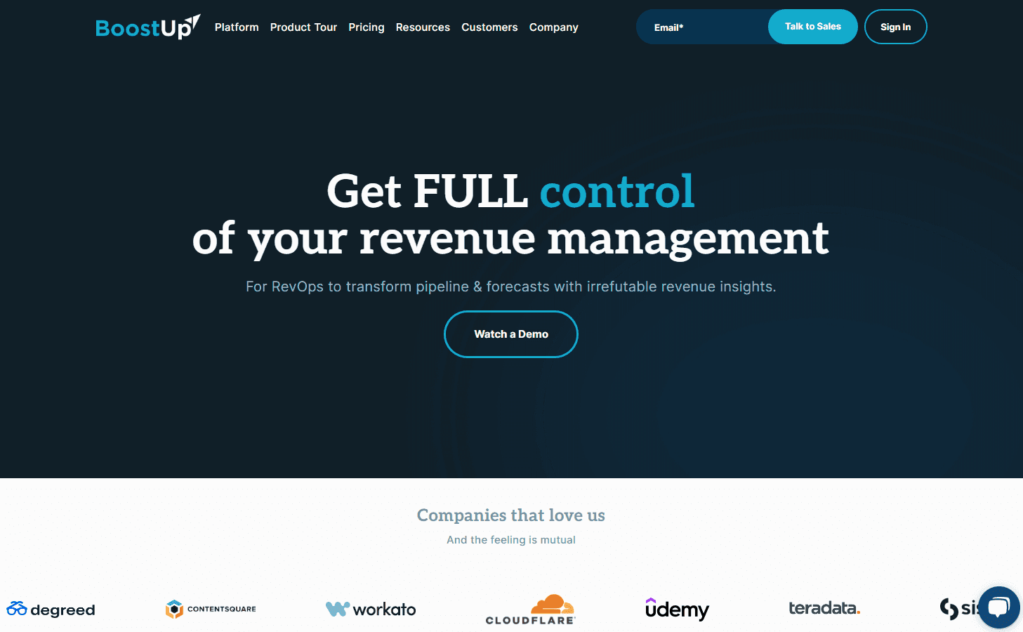 BoostUp.ai dashboard showcasing revenue analytics
