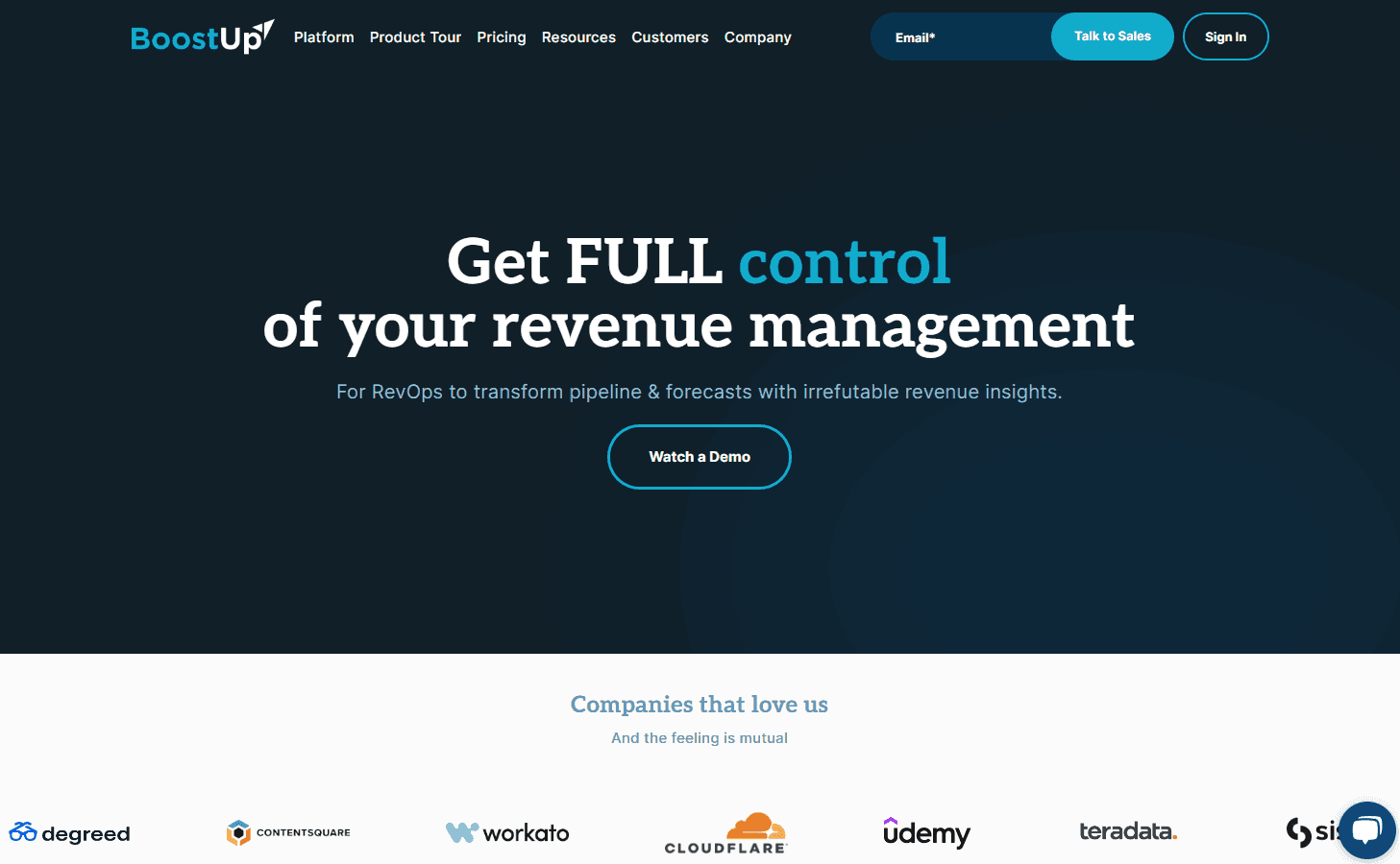BoostUp.ai dashboard showcasing revenue analytics