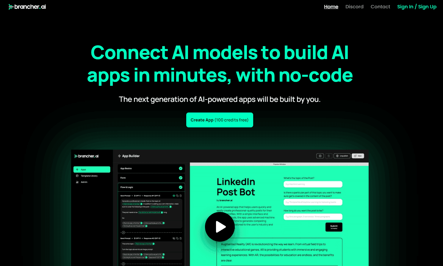 Brancher.ai AI app creation platform