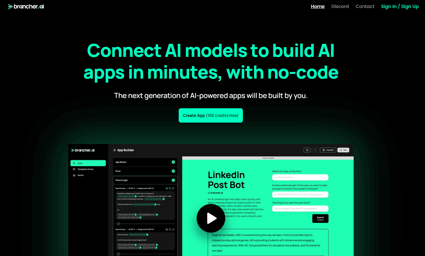 Brancher.ai AI app creation platform