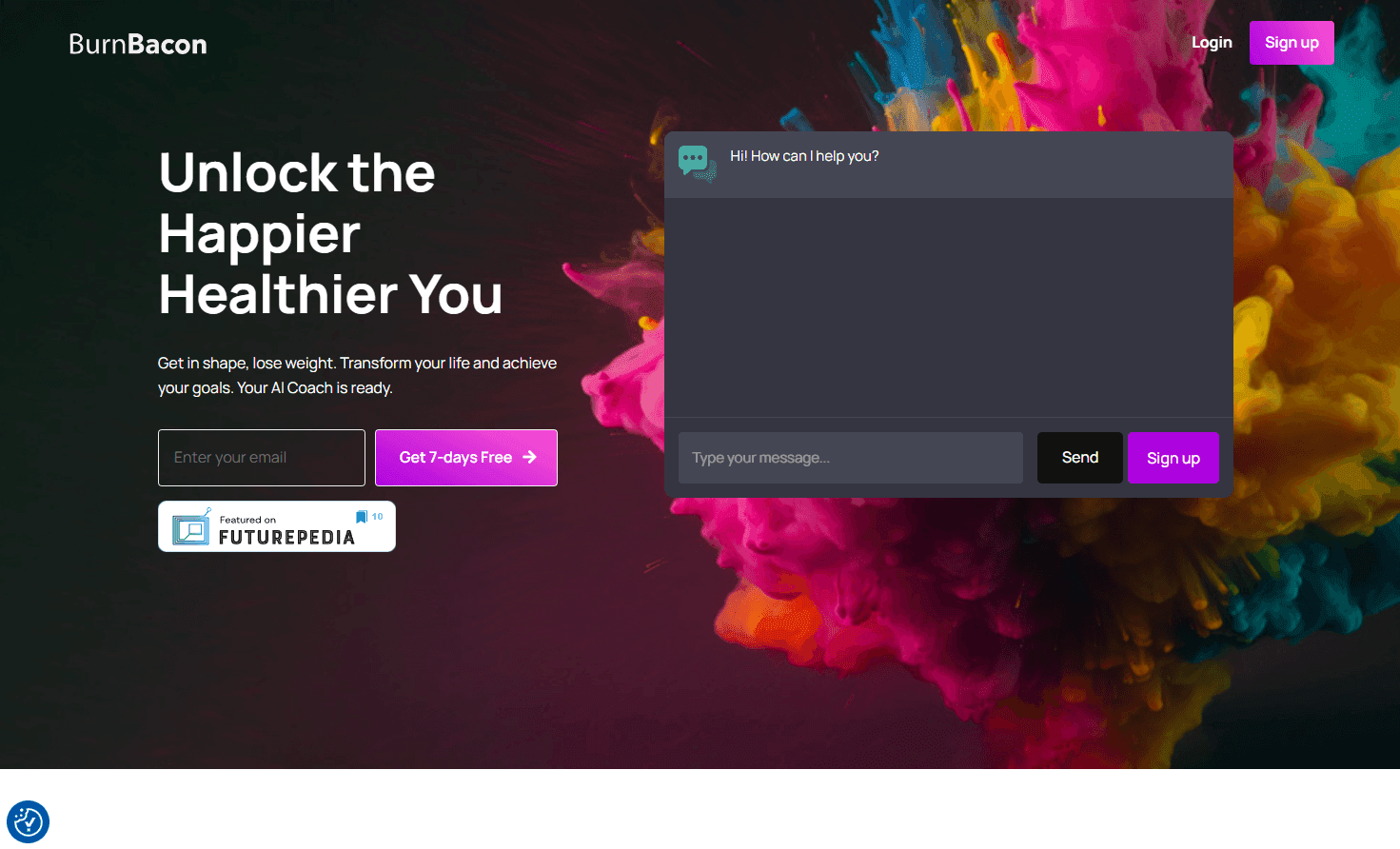 BurnBacon's interface showcasing AI fitness coaching