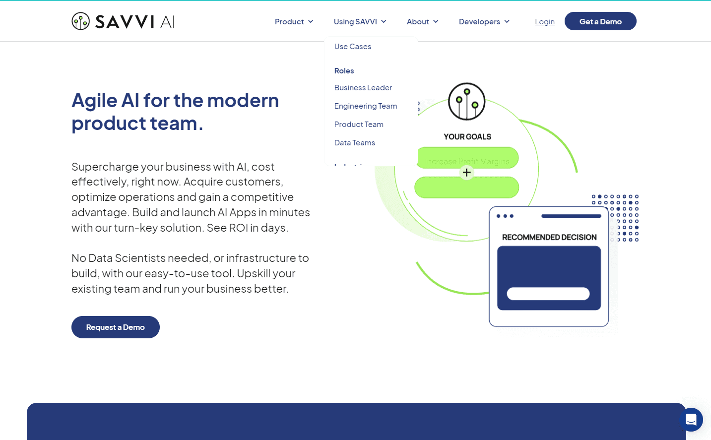 Business professionals analyzing data with SAVVI AI.