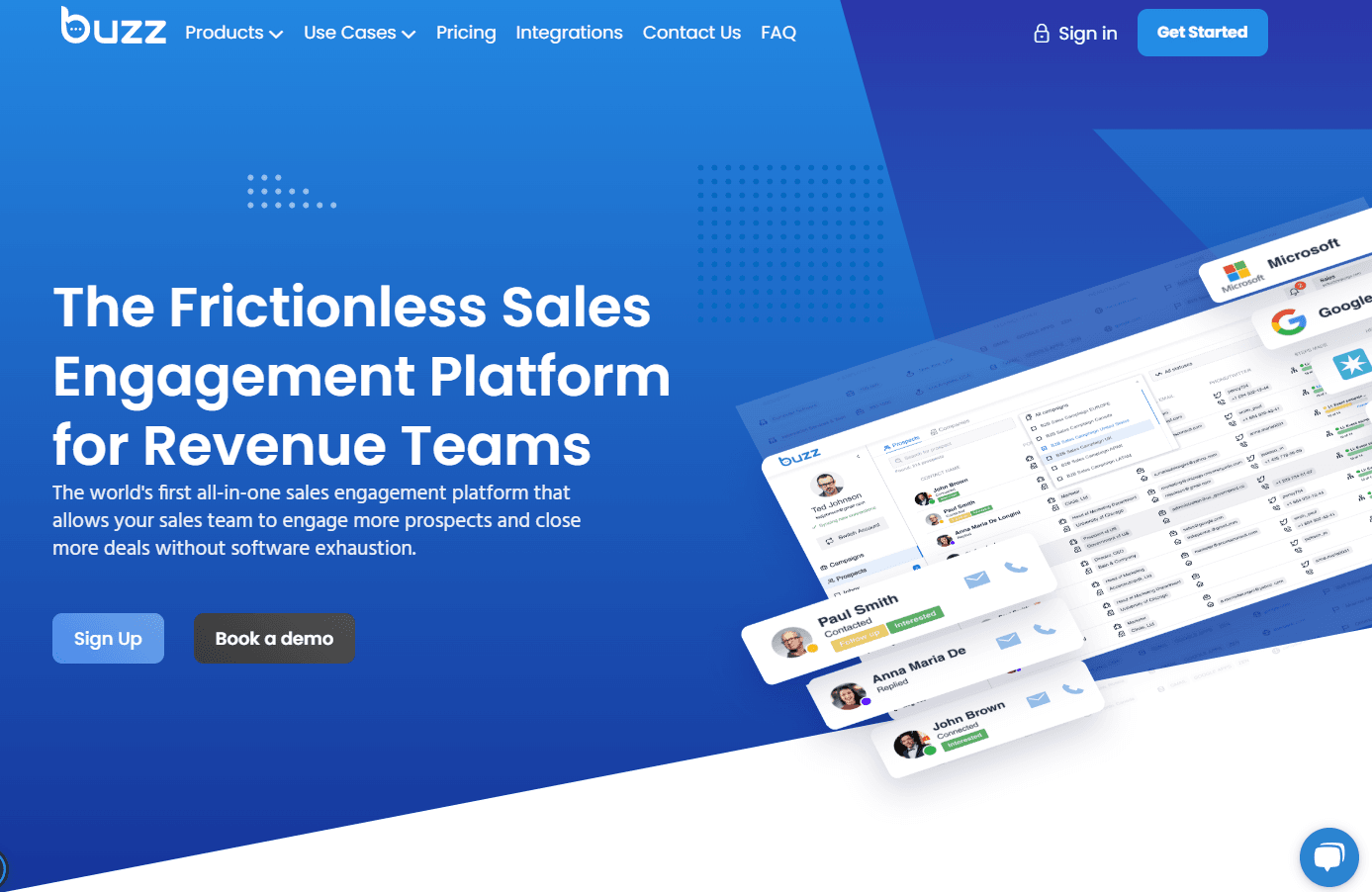 Buzz platform interface showcasing advanced sales engagement tools.