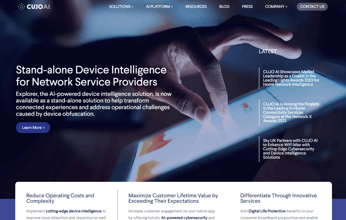 CUJO AI's dashboard showcasing advanced cybersecurity features