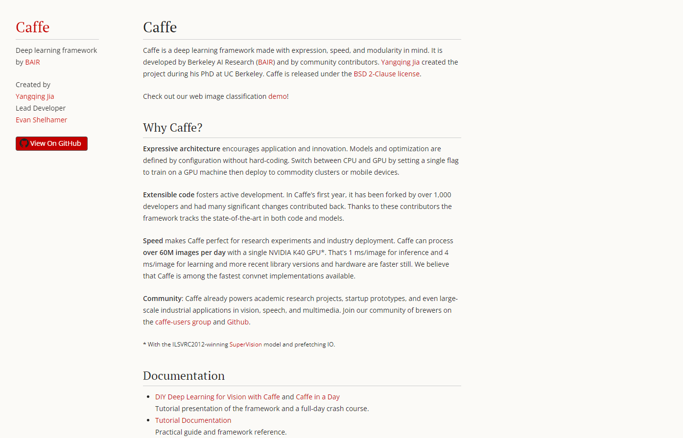 Caffe deep learning framework logo