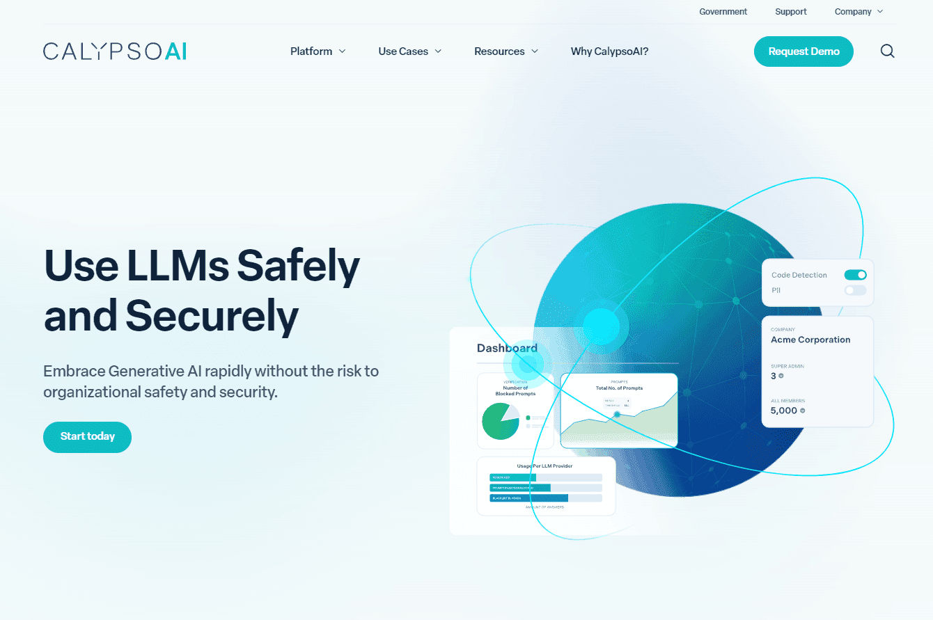 CalypsoAI AI Security Platform Interface