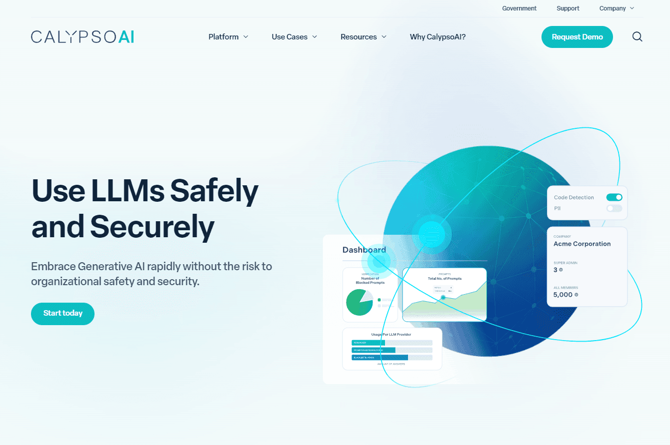CalypsoAI AI Security Platform Interface