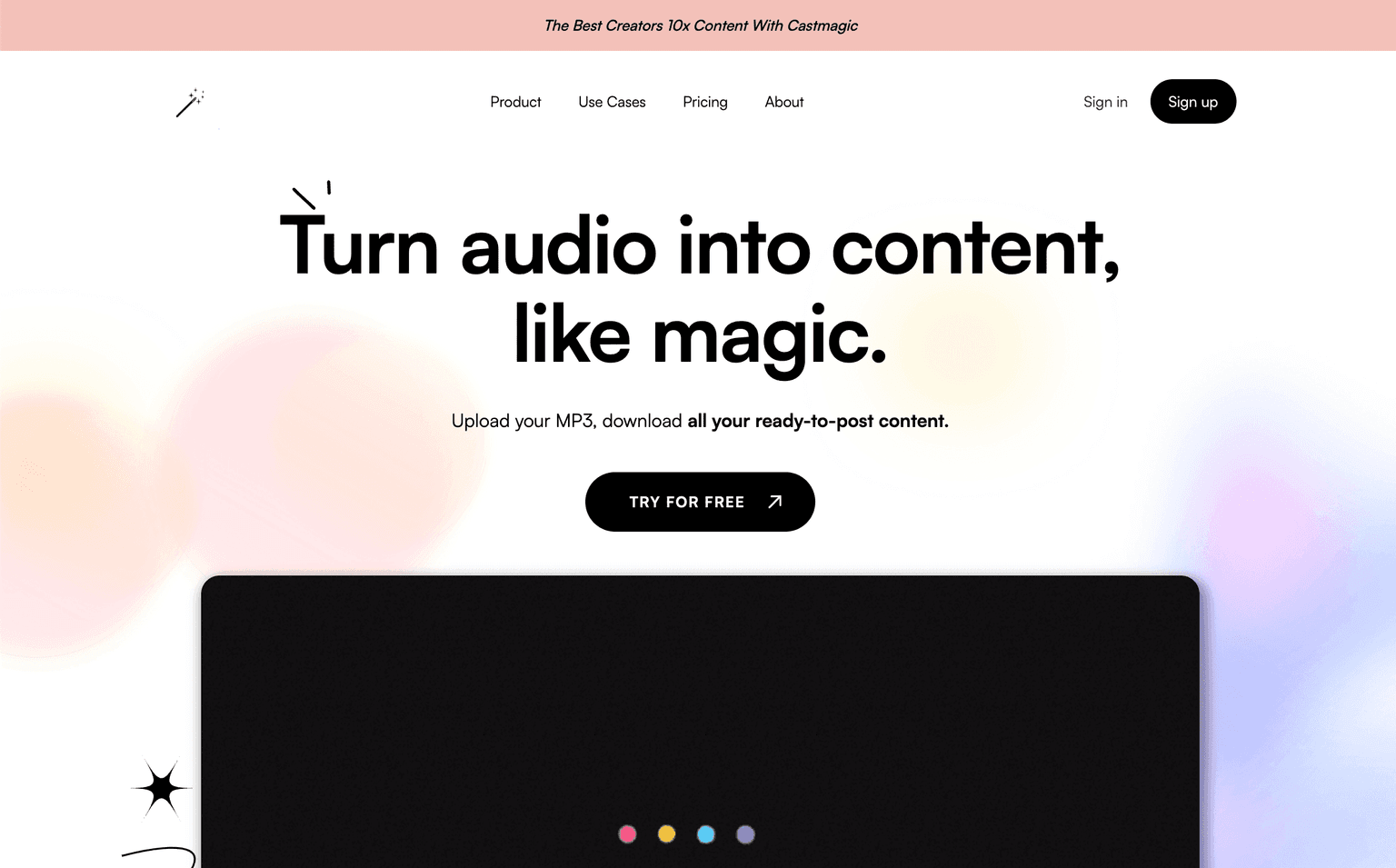 Castmagic interface showcasing audio content transformation