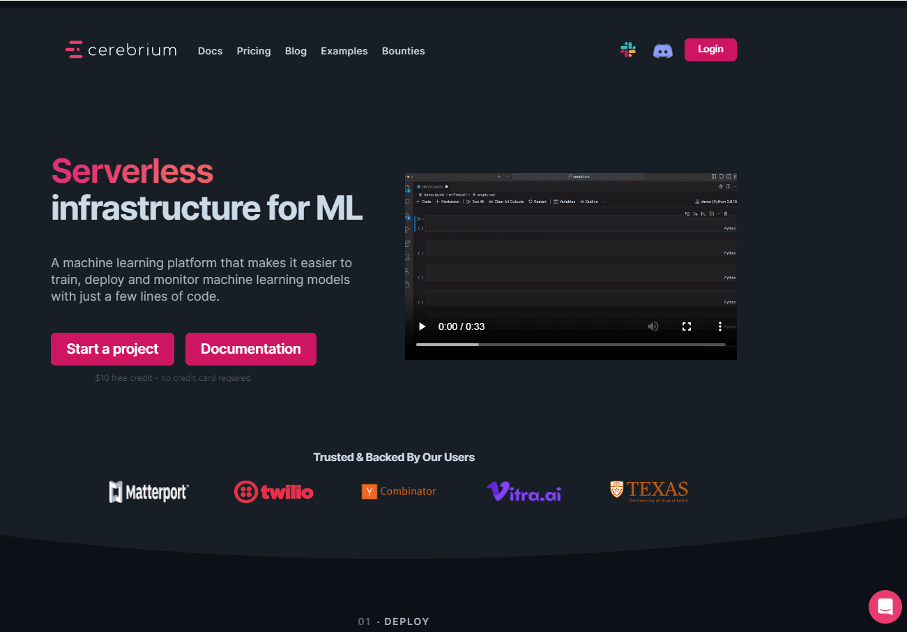Cerebrium ML Platform Interface
