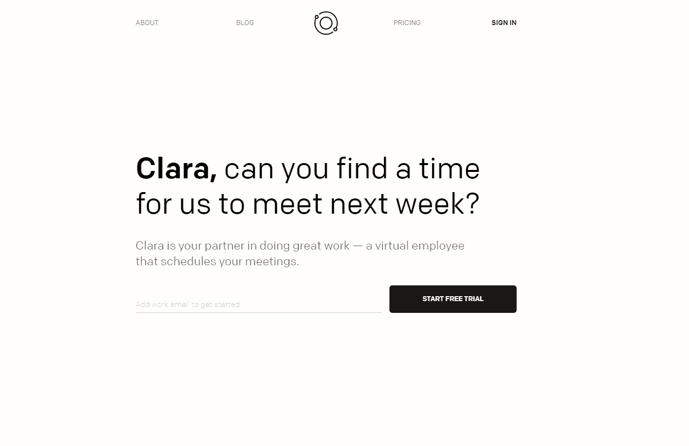 Clara's interface showcasing meeting scheduling