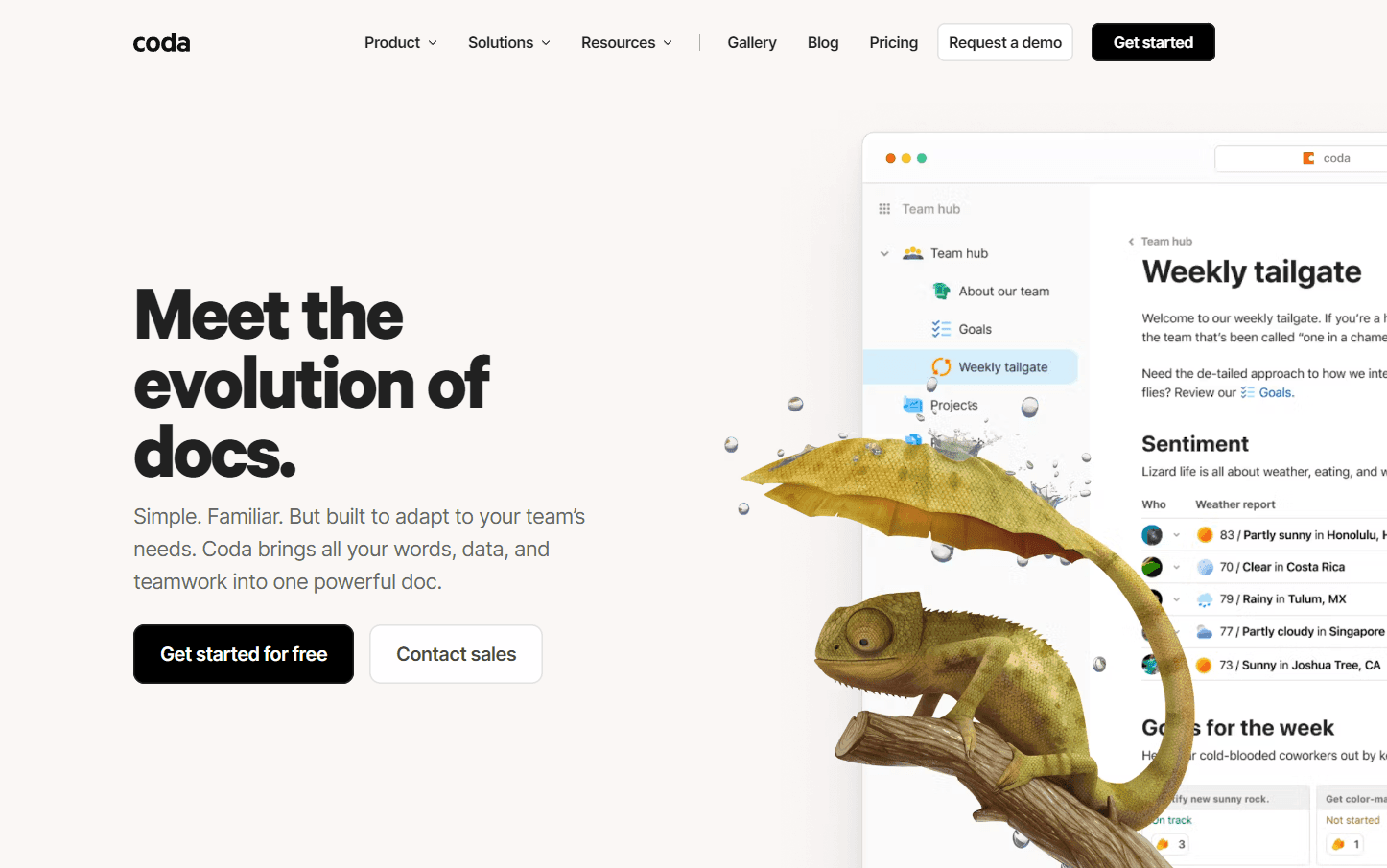 Coda's interactive document interface
