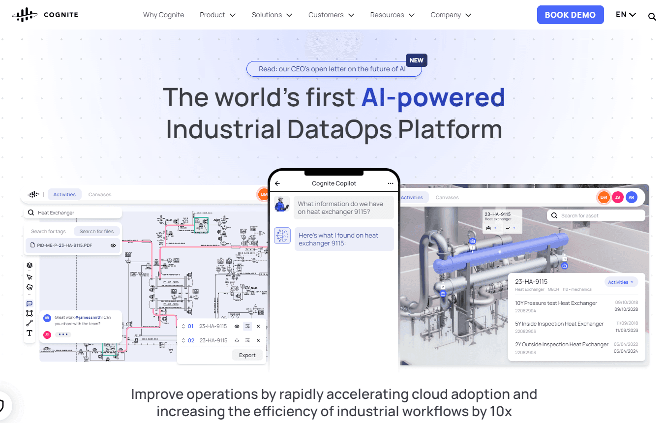 Cognite's AI-powered Industrial DataOps platform interface.