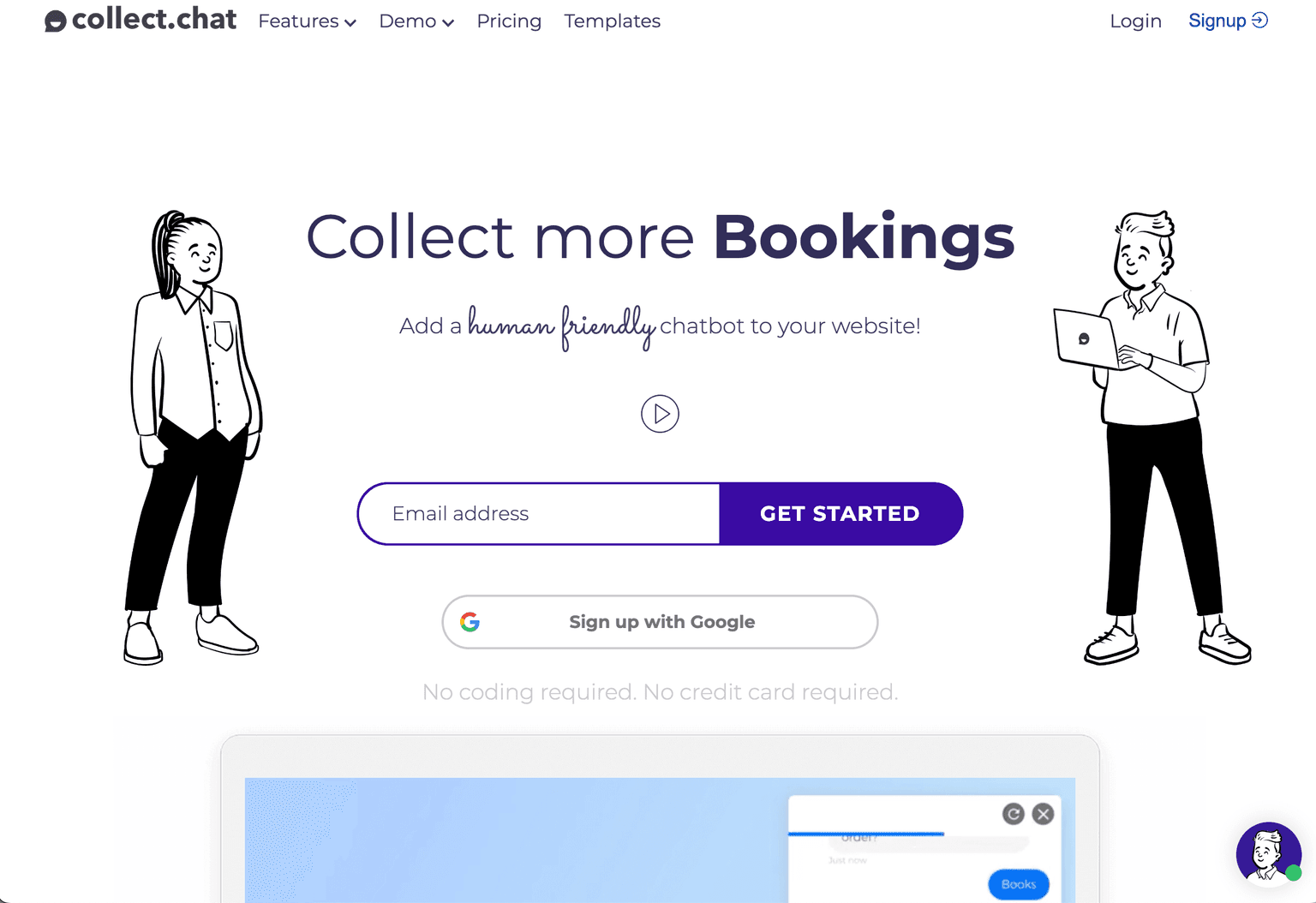 Collect.chat platform showcasing interactive chatbot features