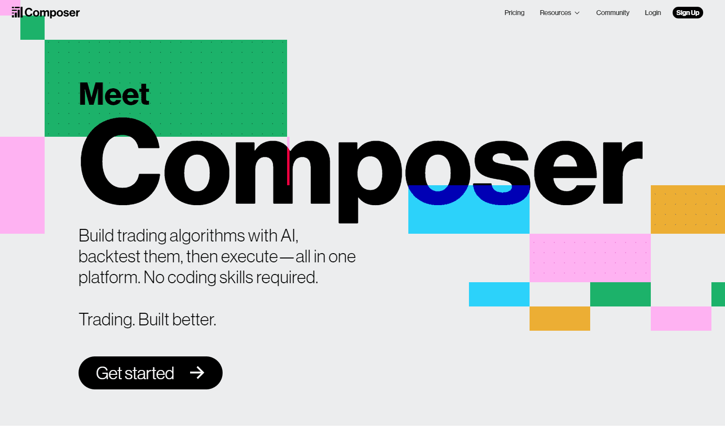 Composer AI trading platform interface