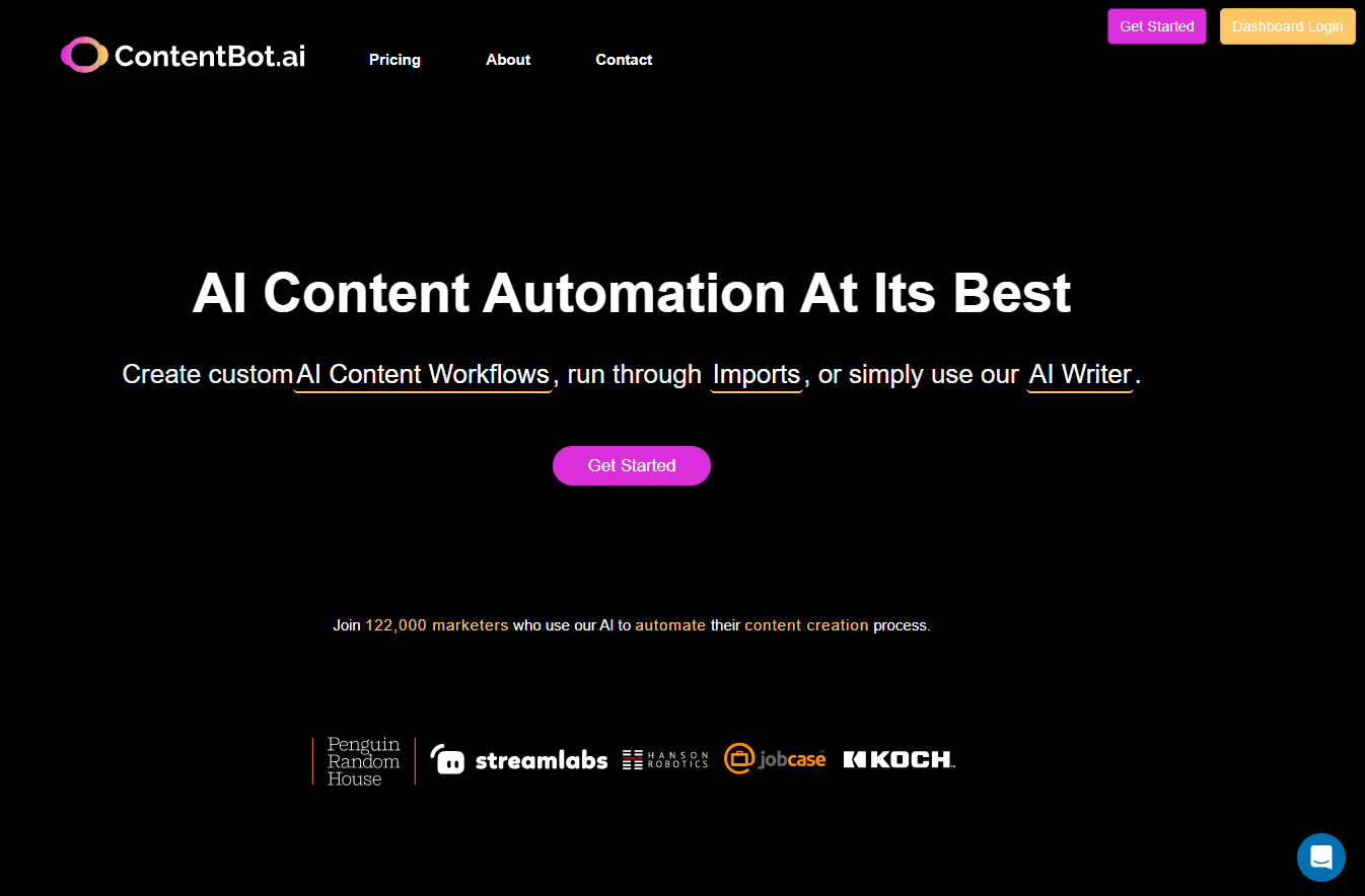 ContentBot.ai platform showcasing AI-driven content creation tools.