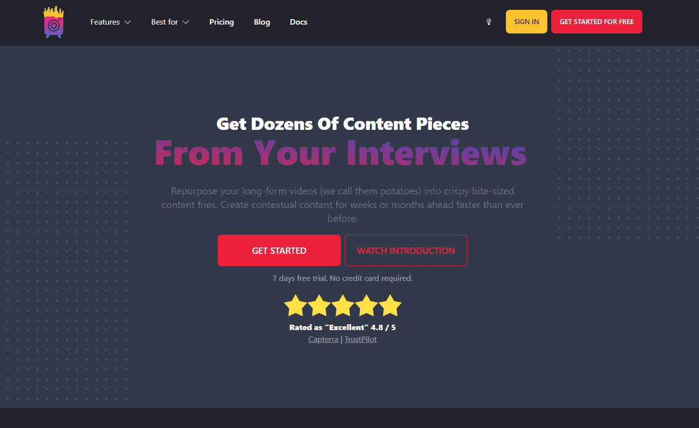 ContentFries platform interface