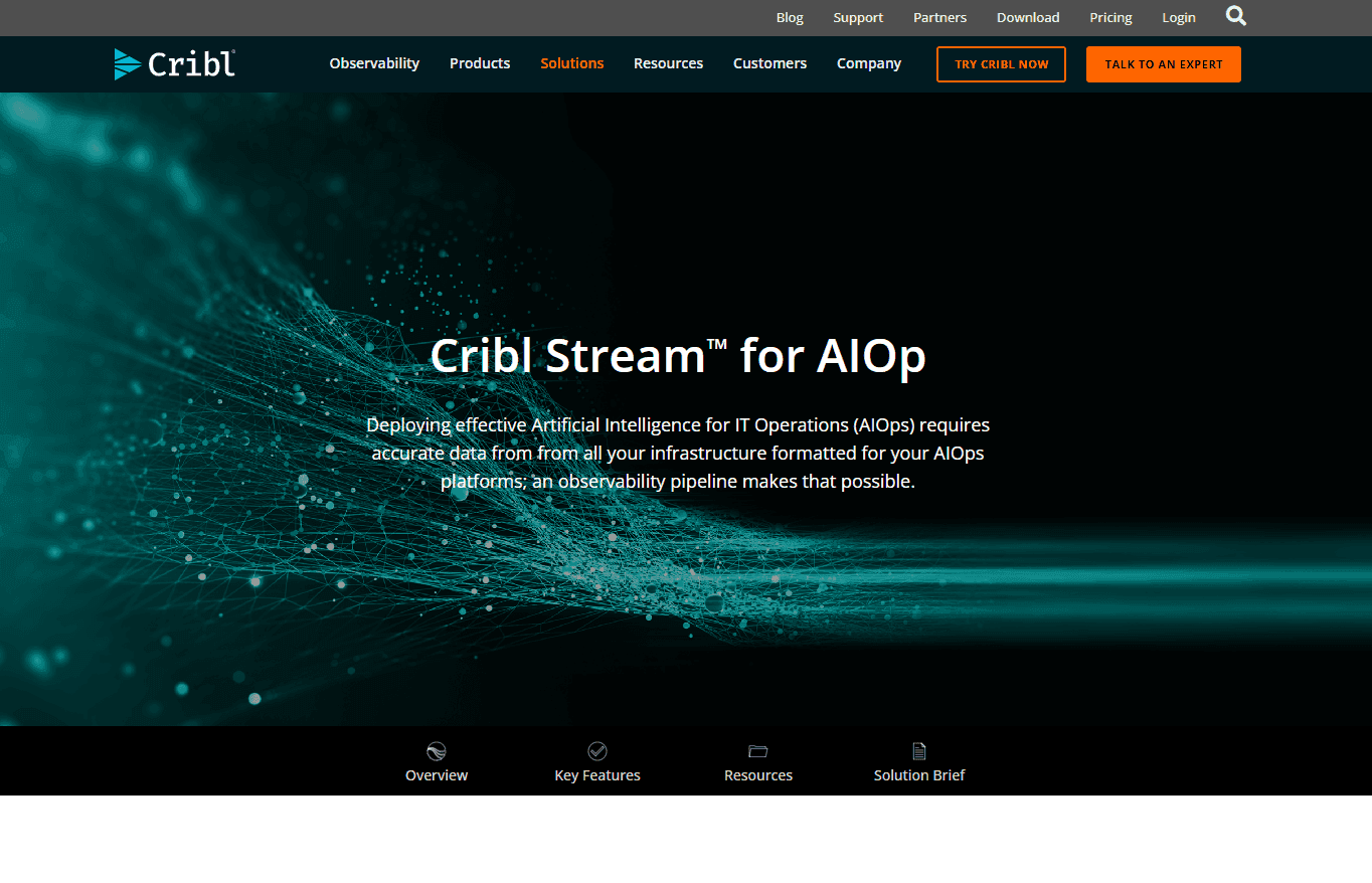 Cribl's AIOps platform interface.