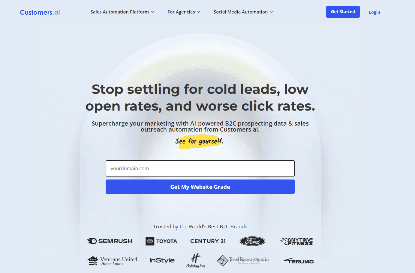 Customers.ai platform interface showcasing its features
