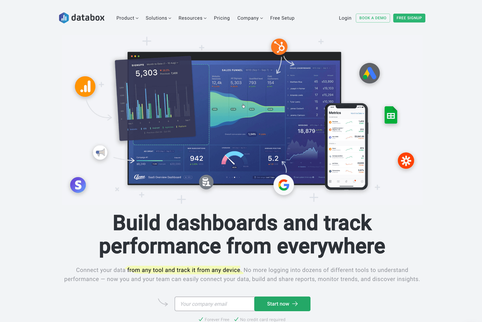 Databox analytics dashboard interface