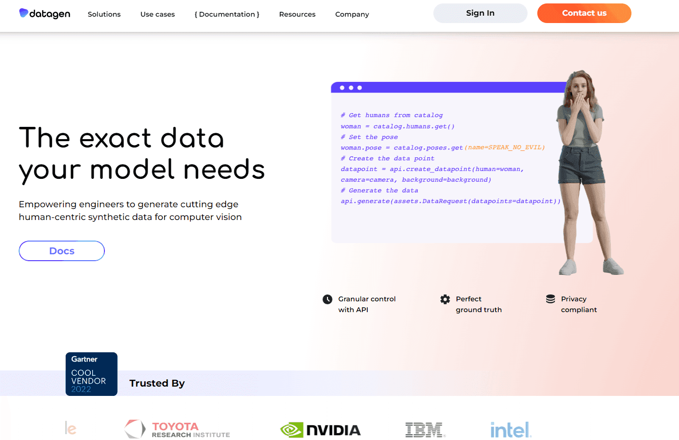 Datagen logo with synthetic data graphics