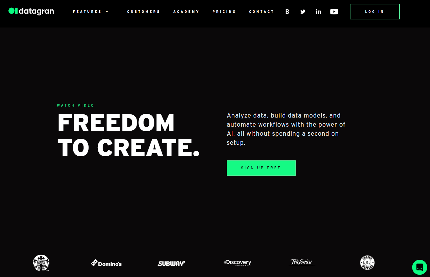 Datagran logo with AI-driven data graphics