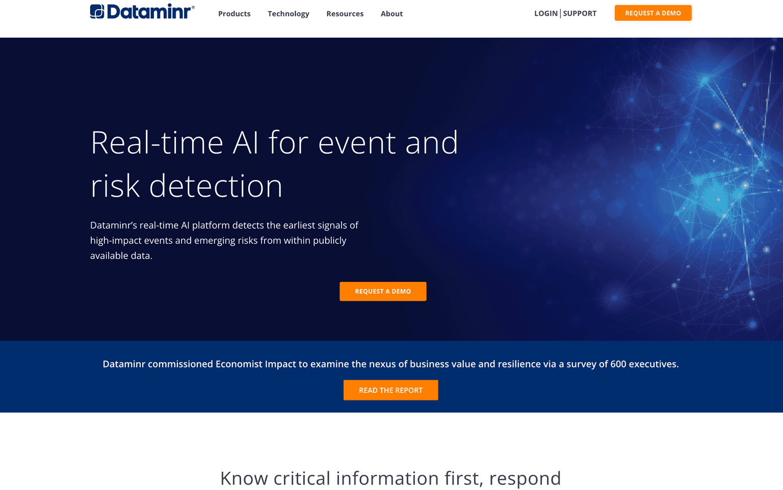 Dataminr platform interface showcasing real-time alerts.