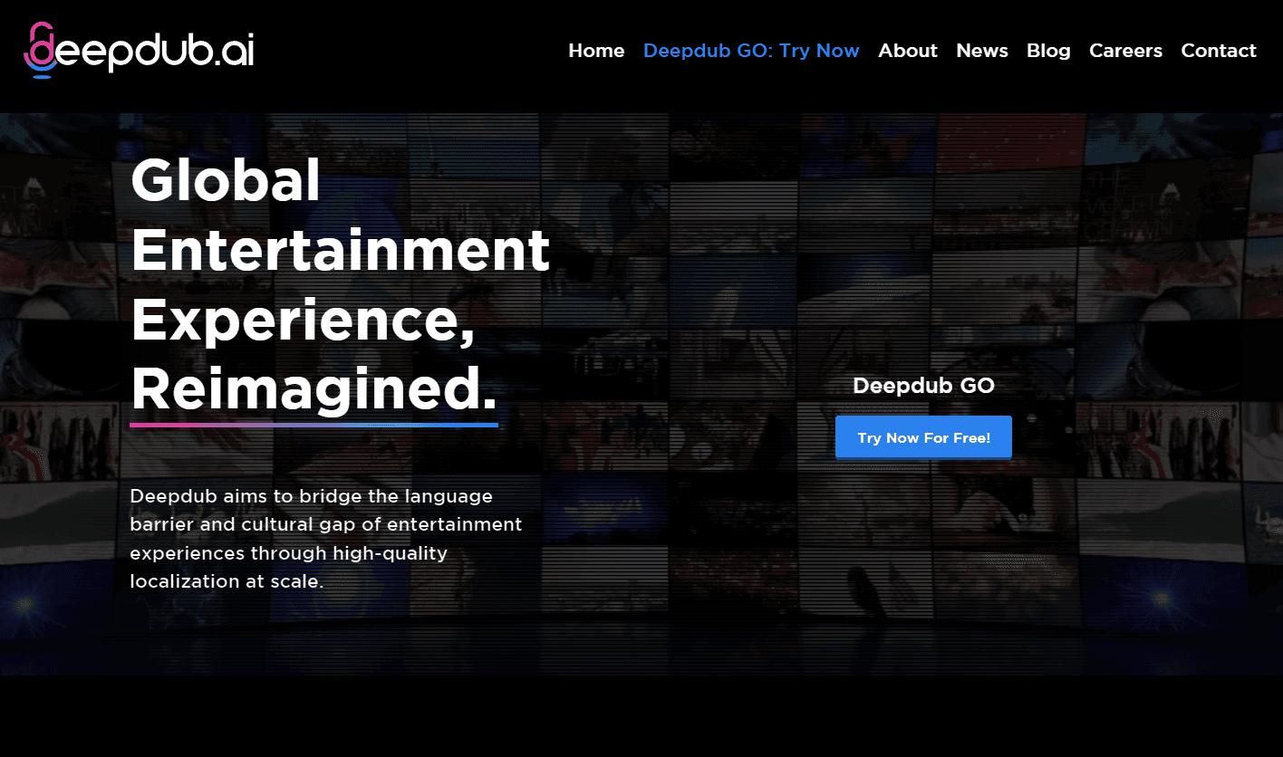 Deepdub logo with AI-driven localization graphics