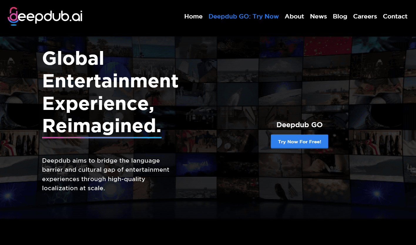 Deepdub logo with AI-driven localization graphics