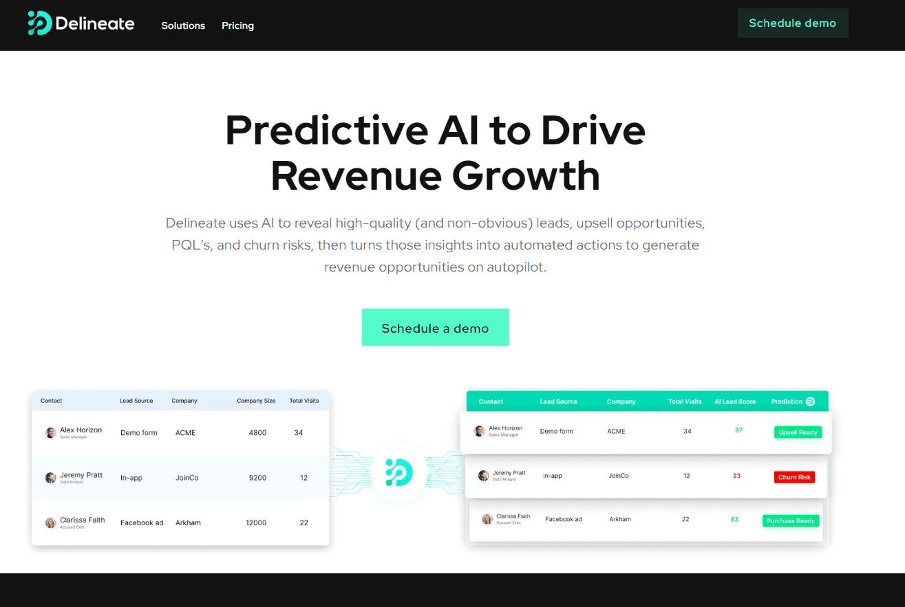 Delineate logo with AI-driven revenue insights