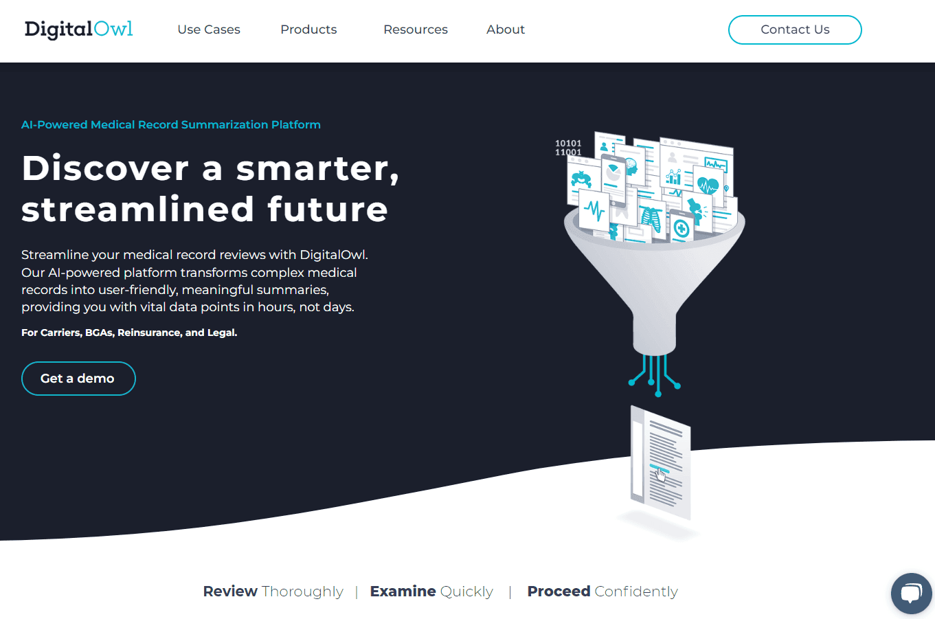 DigitalOwl's interface showcasing medical record summarization.