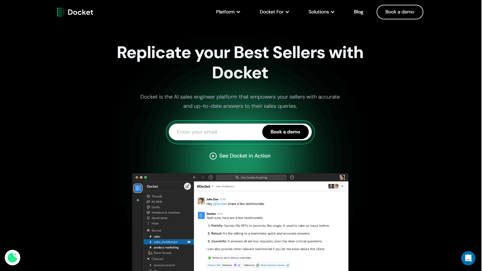 Docket AI interface displaying document automation.