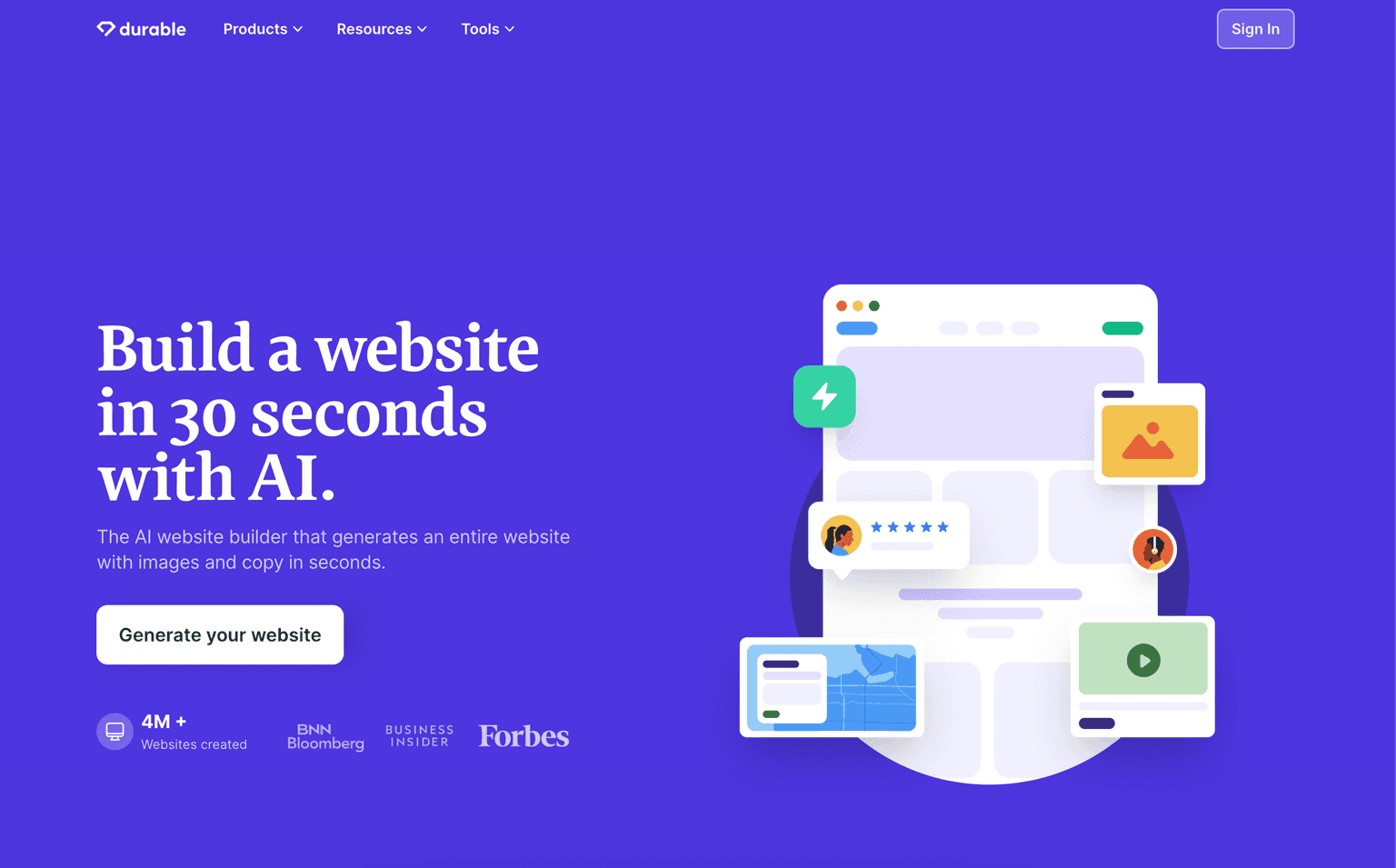 Durable AI website builder interface