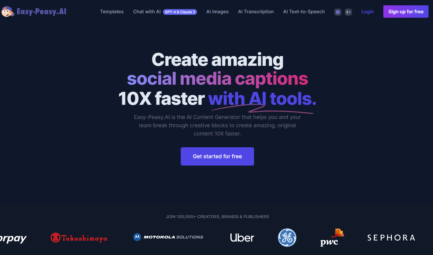 Easy-Peasy.AI content generation interface.