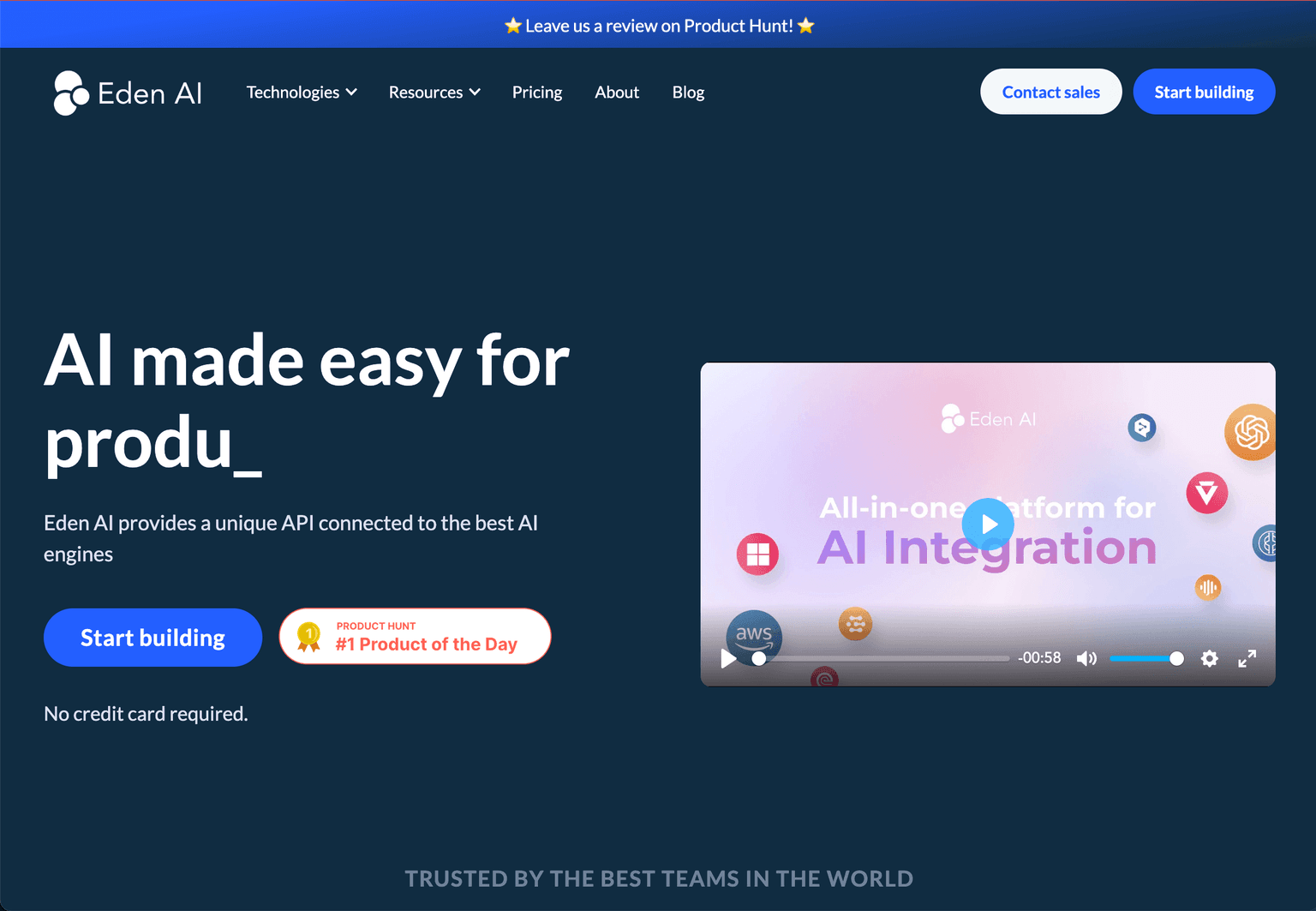 Eden AI API for Product Builders