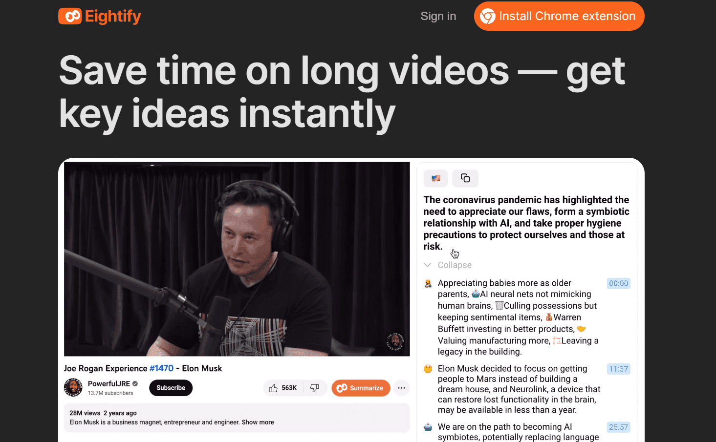 Eightify AI ChatGPT YouTube video summarizer