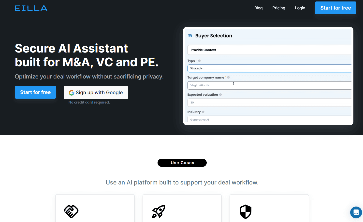 Eilla AI platform interface