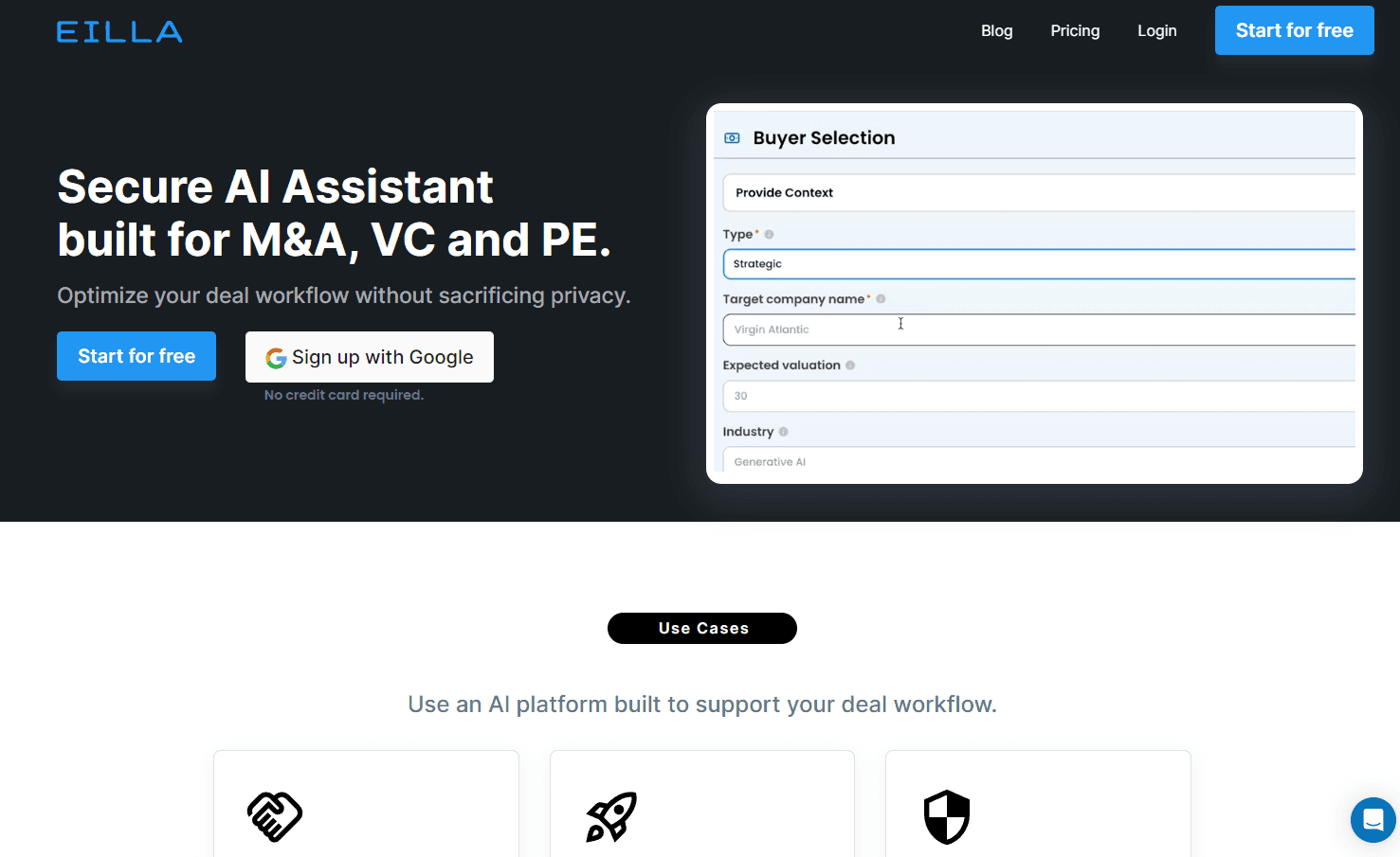 Eilla AI platform interface