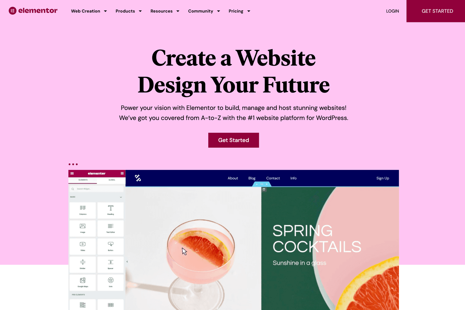 Elementor website builder interface