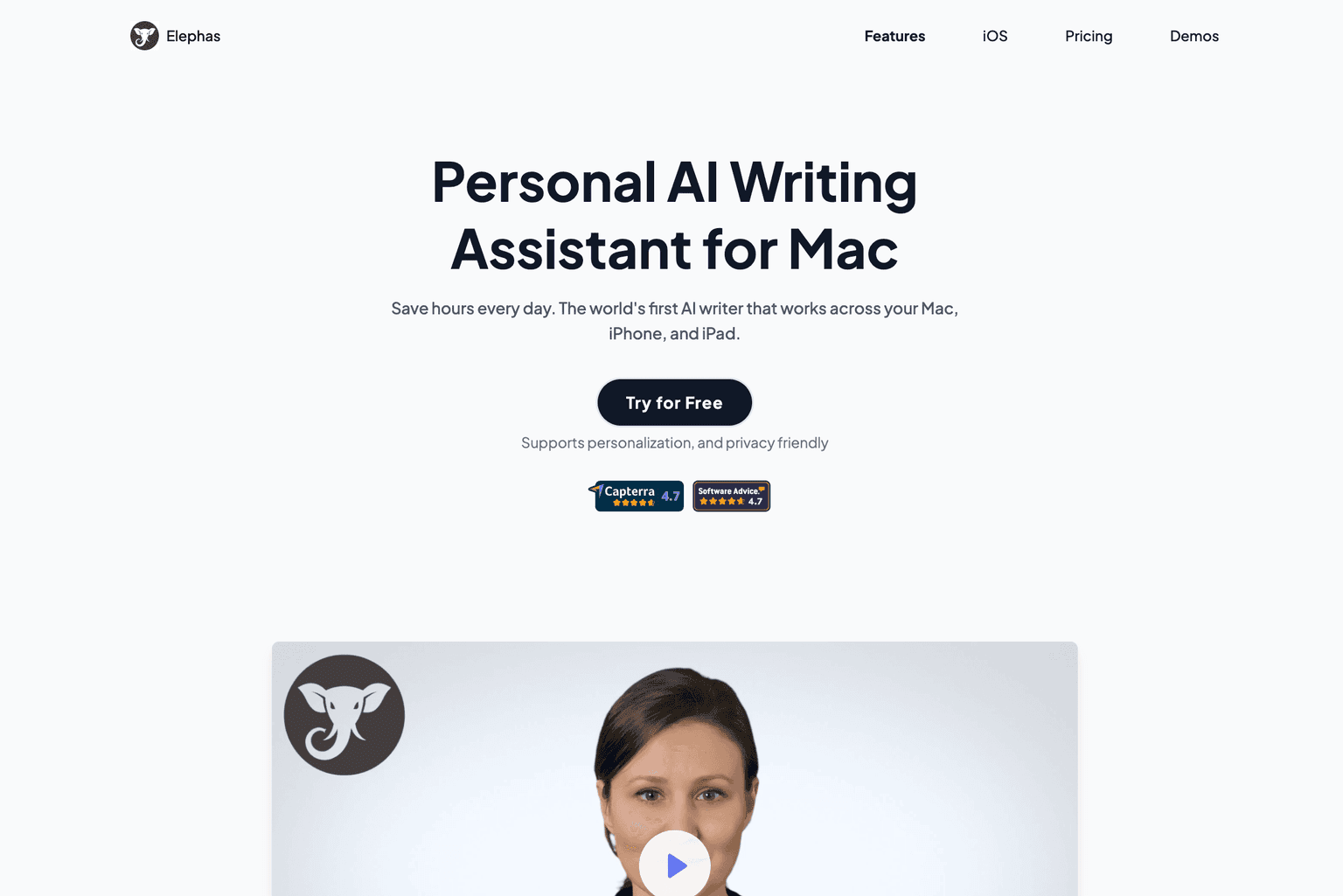 Elephas app interface on Mac