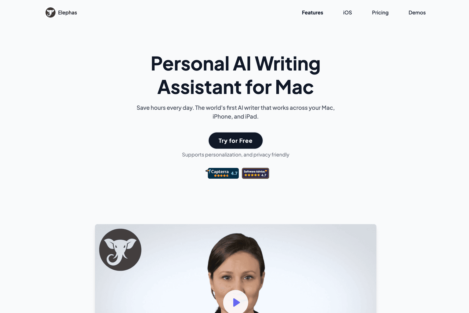 Elephas app interface on Mac