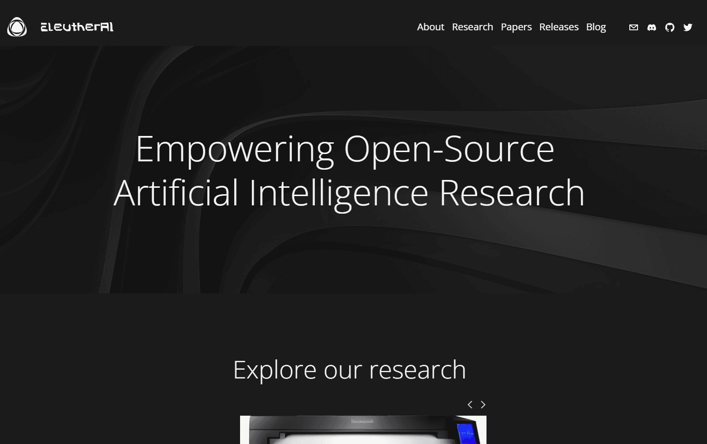 EleutherAI's interface showcasing advanced AI research