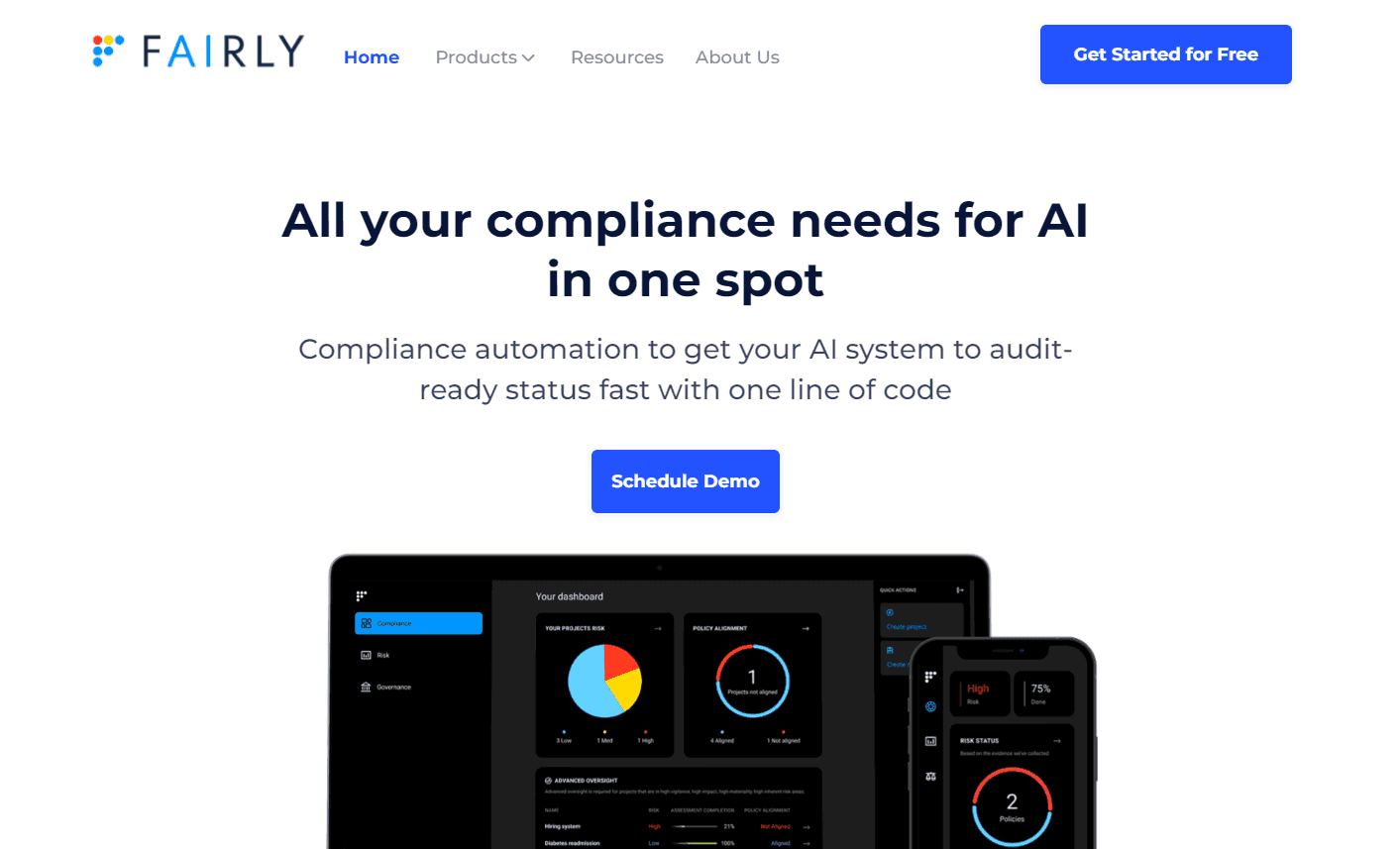 Fairly AI's dashboard showcasing AI compliance tools