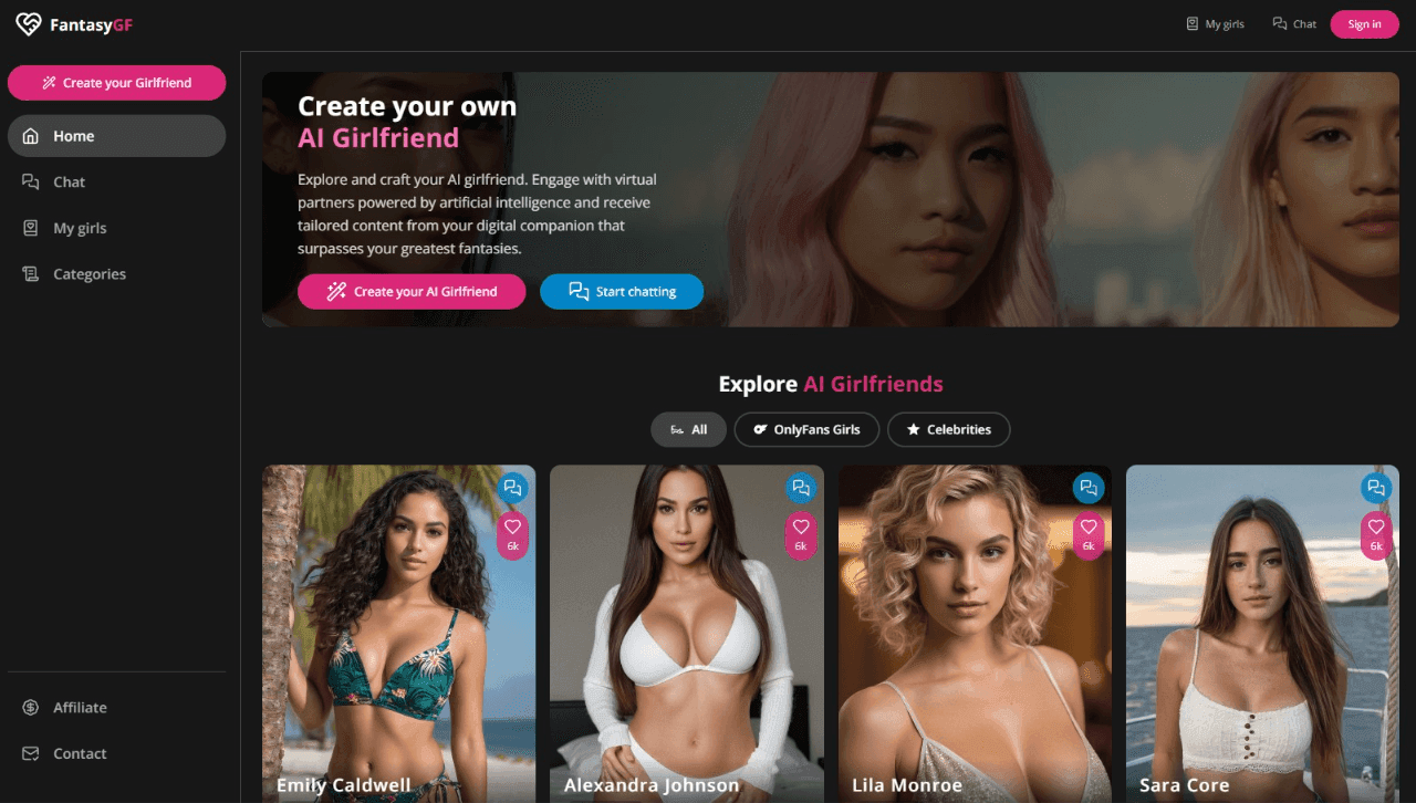 Fantasy Girlfriend AI Virtual Companion Platform