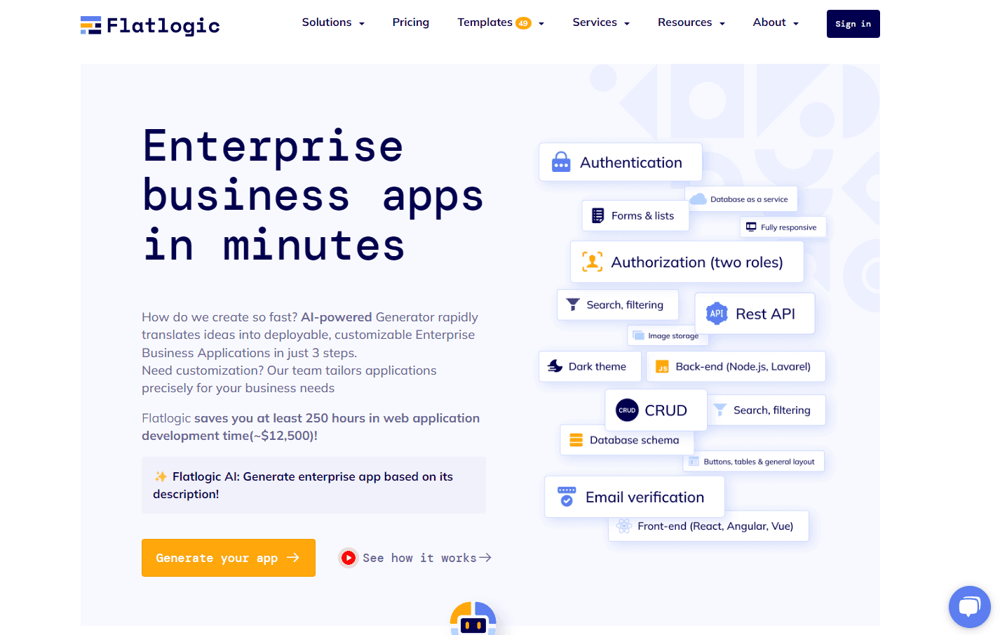 Flatlogic web application interface
